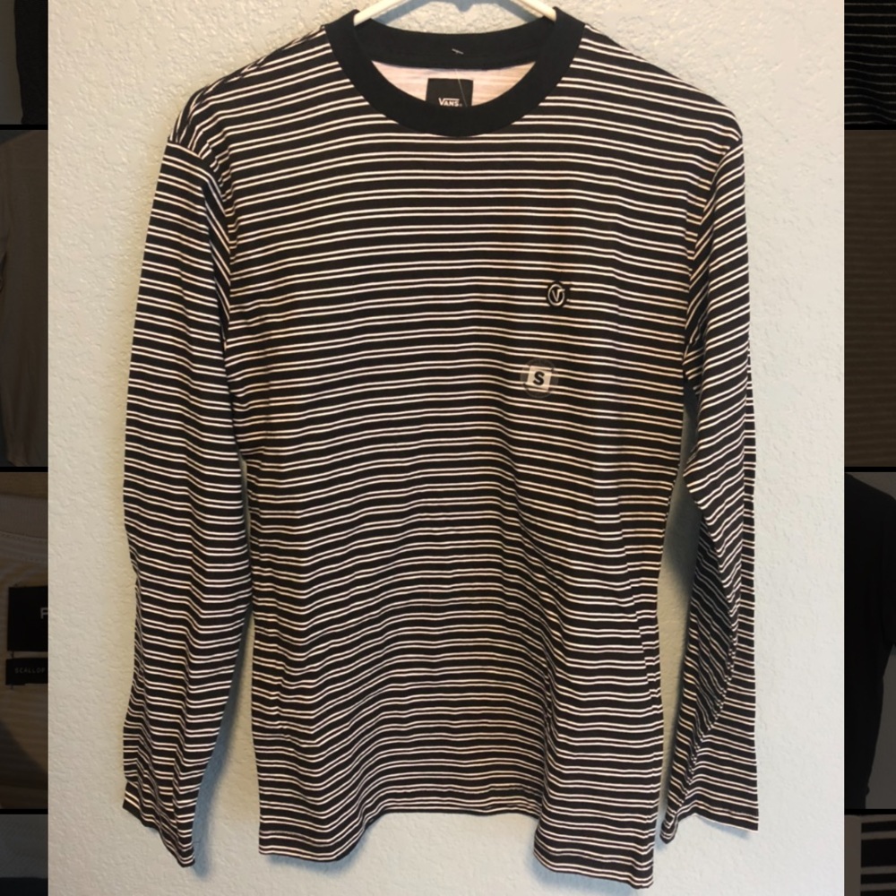 Vans black and white striped long sleeve